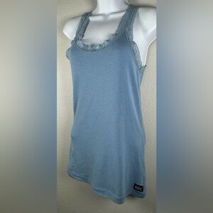Superdry Women’s Light Blue Vintage Lace Vest Tank Top Size Medium